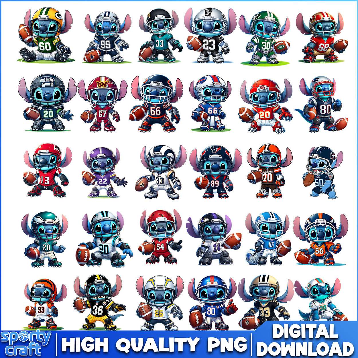 Stitch NFL Football Bundle PNG, NFL Teams PNG, nfl logo png