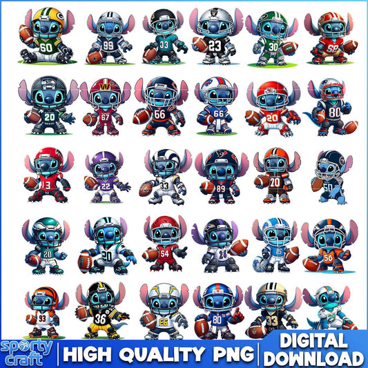 Stitch NFL Football Bundle PNG, NFL Teams PNG, nfl logo png