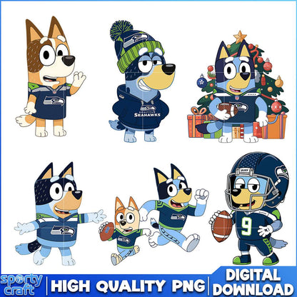 Bluey Seahawks PNG Bundle, Seattle Seahawks PNG, super bowl png