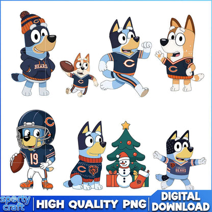 Bluey Bears PNG Bundle, Chicago Bears PNG, super bowl png