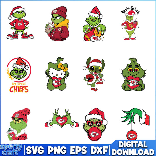 Kansas City Chiefs grinch svg bundle