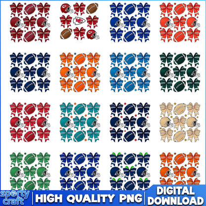Football Cheer Bows NFL Bundle PNG, NFL Teams PNG, super bowl png
