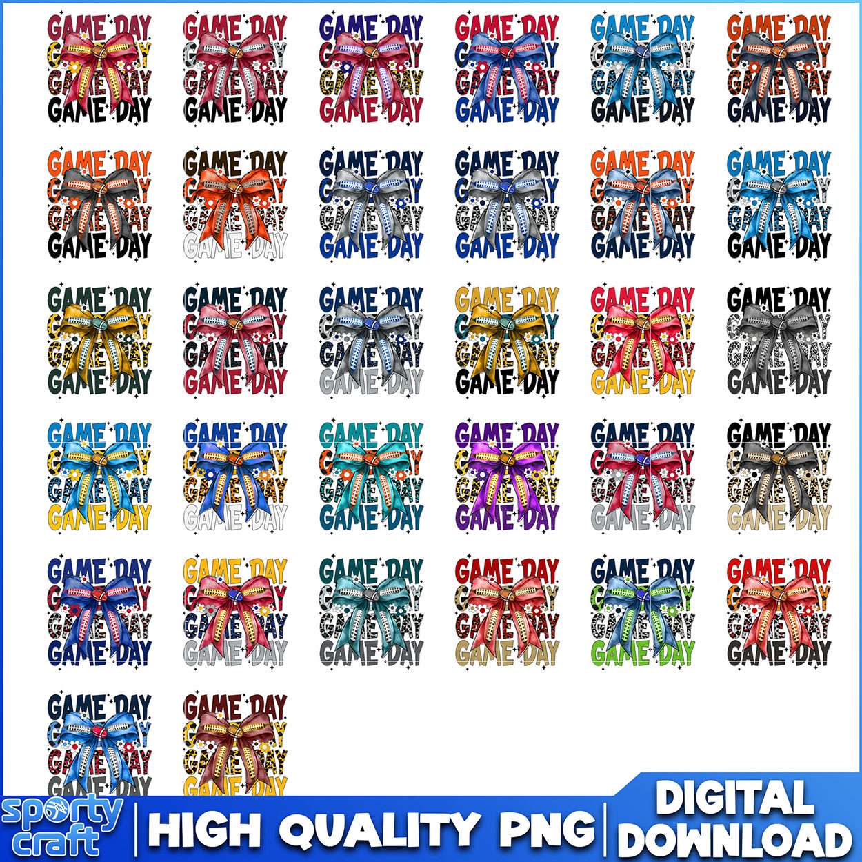Game Day Bow NFL Football Logos Bundle PNG, NFL Teams PNG, super bowl png