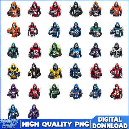 Ghostface Football NFL Bundle PNG, NFL Teams PNG, super bowl png