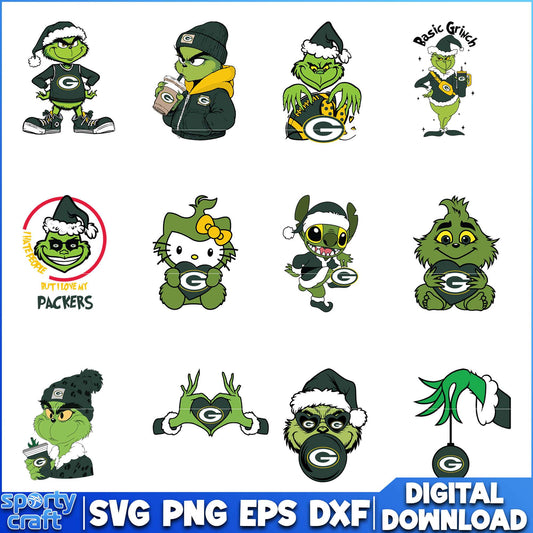 Grinch Packers SVG Bundle, Green Bay Packers SVG