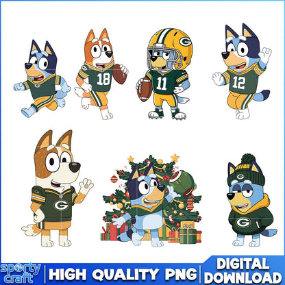 Bluey Puppy Packers PNG Bundle, Green Bay Packers PNG, super bowl png