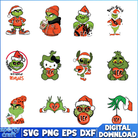 Grinch Bengals SVG Bundle, Cincinnati Bengals SVG