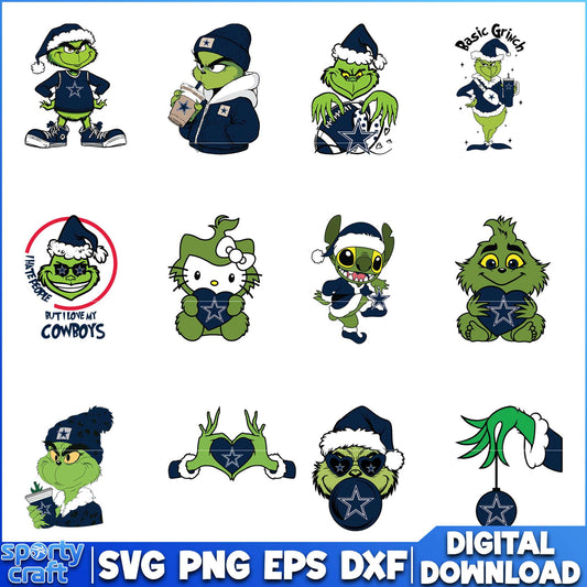 Grinch Cowboys SVG Bundle, Dallas Cowboys SVG