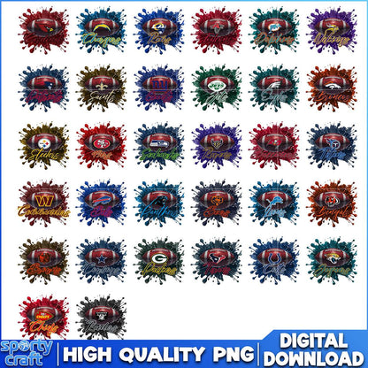 Football & Logo Splash NFL Bundle PNG, NFL Teams PNG, nfl team png