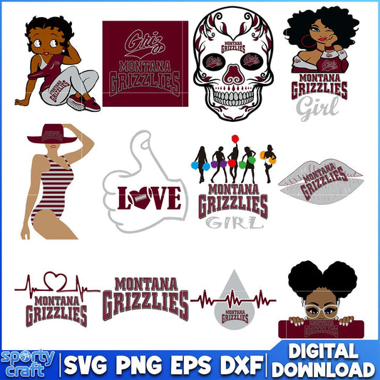 Montana Grizzlies SVG Bundle Girl Power Designs, ncaa rankings svg, ncaa games svg