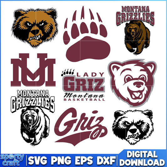 Montana Grizzlies SVG Bundle Logos, ncaa rankings svg, ncaa games svg