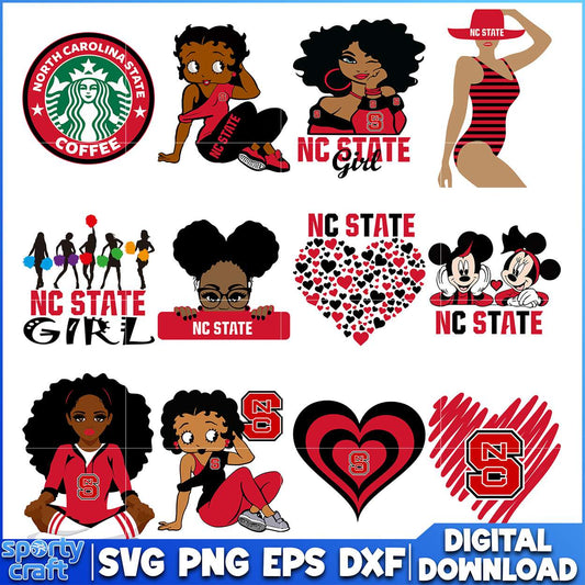 NC State SVG Bundle Girl Power Designs, ncaa rankings svg, ncaa games svg