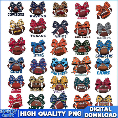 Football Bow Logos Teams NFL Bundle PNG