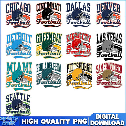 Custom Football Helmet NFL Football Bundle PNG, 12 Team Designs PNG, nfl team png