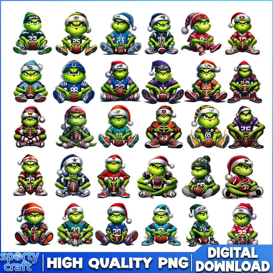 Grinch Boy NFL Football Bundle PNG, NFL Teams PNG, nfl season png