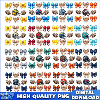 Sports Coquette Bow NFL Bundle PNG, NFL Teams PNG, nfl logo png