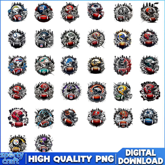 American Helmet NFL Football Bundle PNG, NFL Teams PNG, nfl logo png