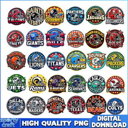 Custom Hemlet NFL Team Logos Bundle PNG, NFL Football PNG