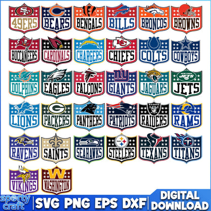 Custom Logos NFL Football Bundle SVG, NFL Teams SVG, super bowl svg