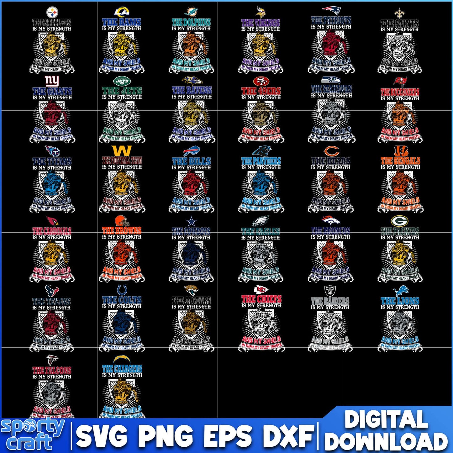 The NFL Is My Strength Bundle SVG, NFL Teams  SVG, nfl games svg