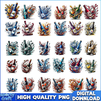 Wine NFL Bundle PNG, NFL Football PNG, nfl playoff png
