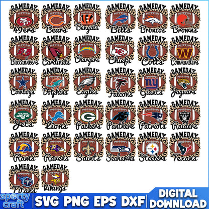 NFL Gameday Football SVG Bundle, Game day svg bundle, nfl svg