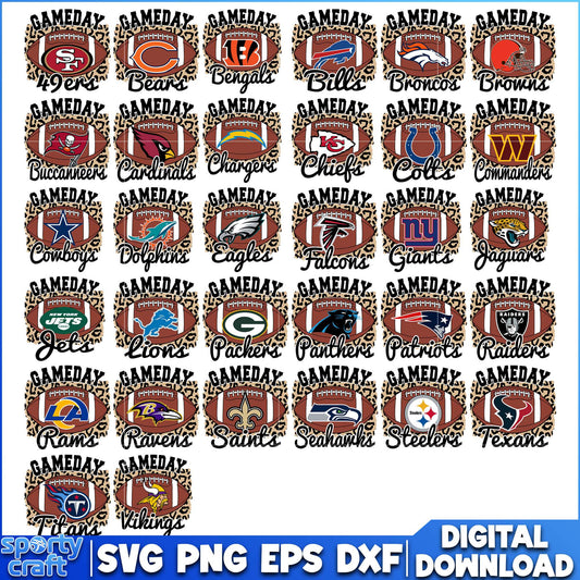 NFL Gameday Football SVG Bundle, Game day svg bundle, nfl svg