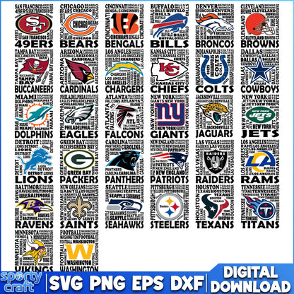NFL Typography Style SVG Bundle