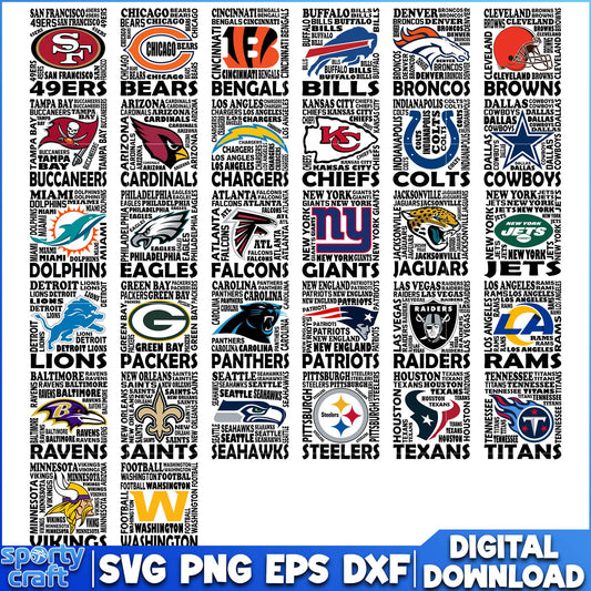 NFL Typography Style SVG Bundle