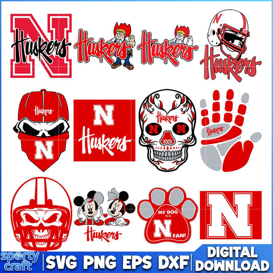 Nebraska Huskers logos SVG Bundle, ncaa rankings svg, ncaa games svg