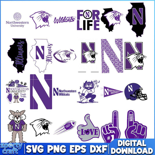 Northwestern Wildcats SVG Bundle, ncaa tournament svg, ncaa scores svg