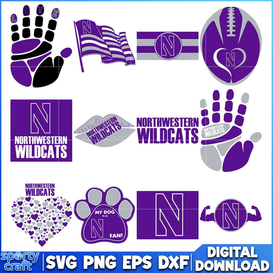 Northwestern Wildcats SVG Bundle design, ncaa tournament svg, ncaa scores svg