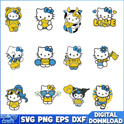 Hello Kitty Chargers SVG Bundle, Los Angeles Chargers SVG, nfl teams svg