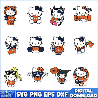 Hello Kitty Broncos svg Bundle, Denver Broncos svg, nfl 2025 svg