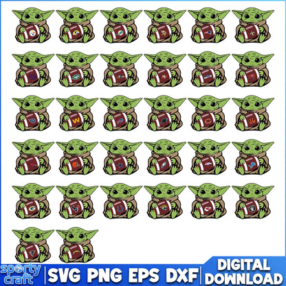 Yoda NFL SVG Bundle, NFL Football SVG, nfl 2025 svg
