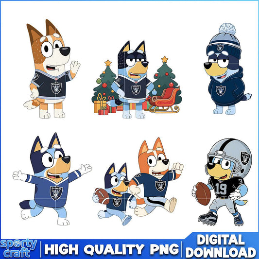 Bluey Dog Raiders PNG Bundle, Las Vegas Raiders PNG, nfl season png