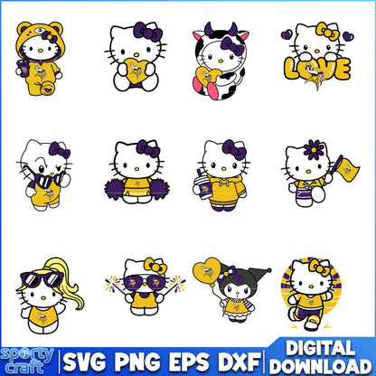 Hello Kitty Vikings SVG Bundle, Minnesota Vikings SVG, nfl 2025 svg