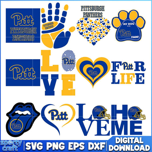 Pittsburgh Panthers SVG Bundle Love, ncaa playoff svg, ncaa team svg 