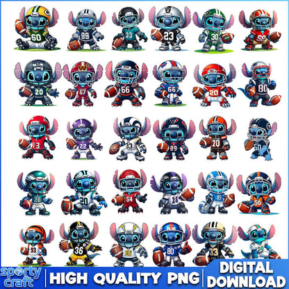Stitch NFL Football Bundle PNG, NFL Teams PNG, nfl logo png
